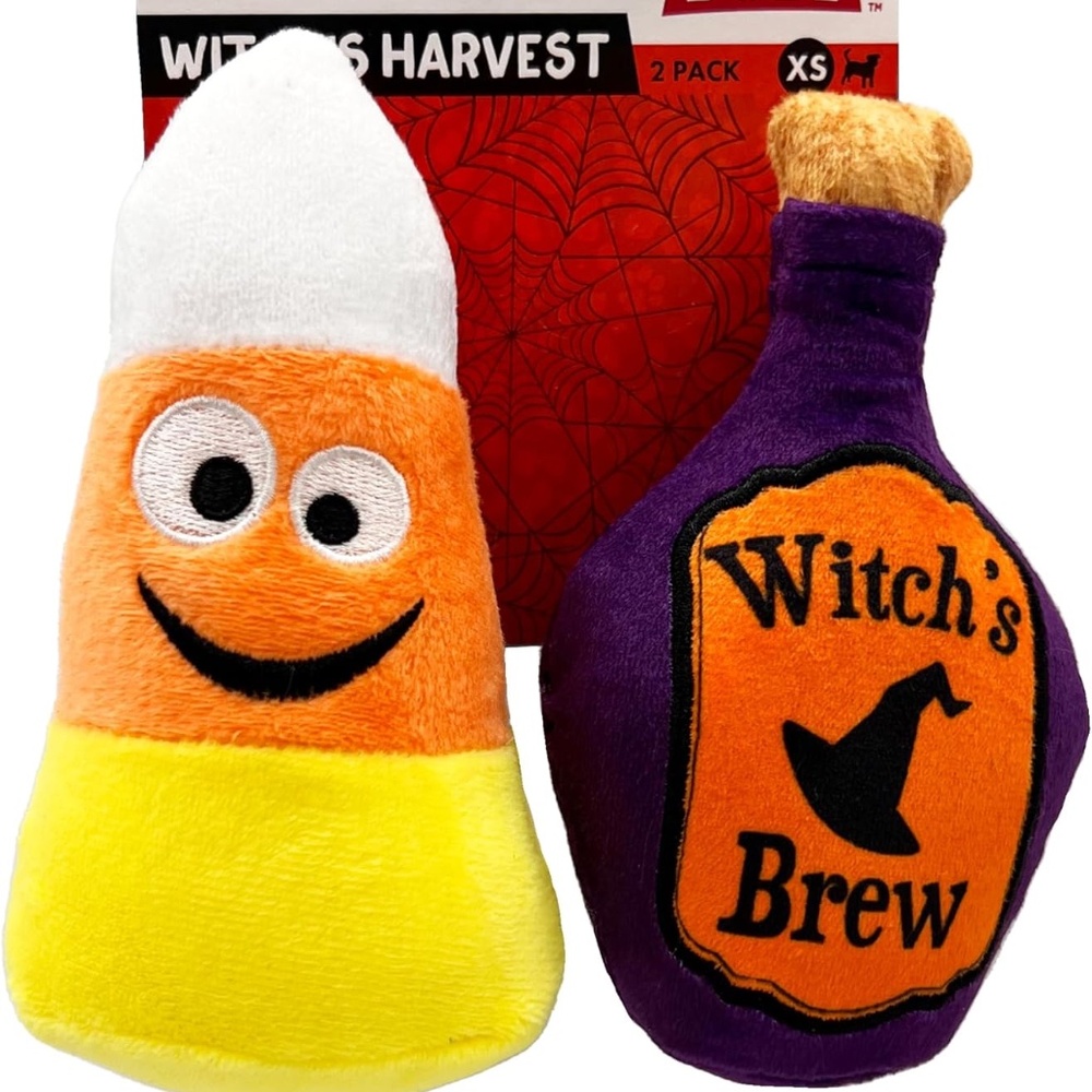 Huxley & Kent Tiny Tuff Witch's Brew Harvest Candy Corn Fall Theme Plush Dog Toy